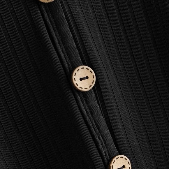 Shein Button front lettuce trim black top #113 - Picture 8 of 10